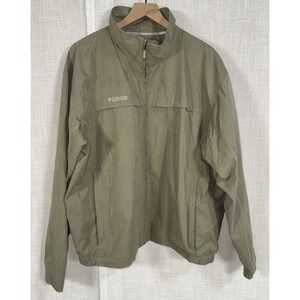 Columbia Jacket Coat Men's XL Windbreaker Full Zip Olive Green Lined‎